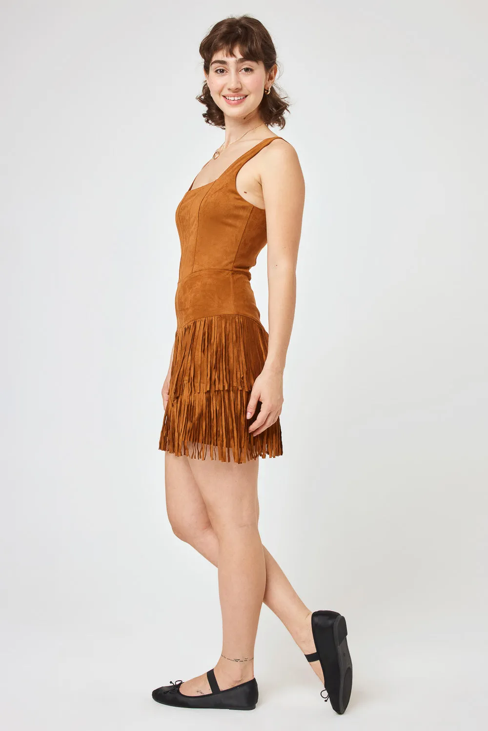 Saddle Suede Corset Fringe Dress