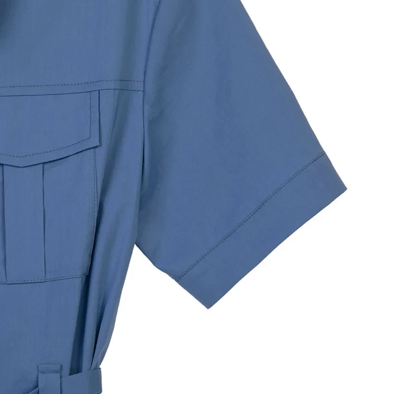Sapphire Belted Midi Dress with Zipper