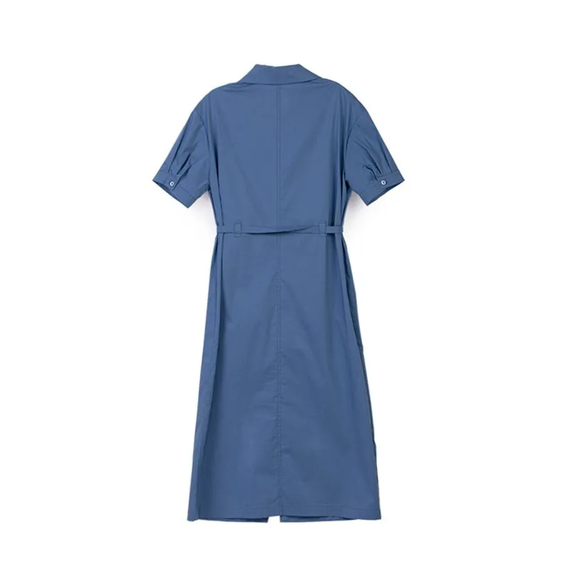 Sapphire Belted Midi Dress with Zipper