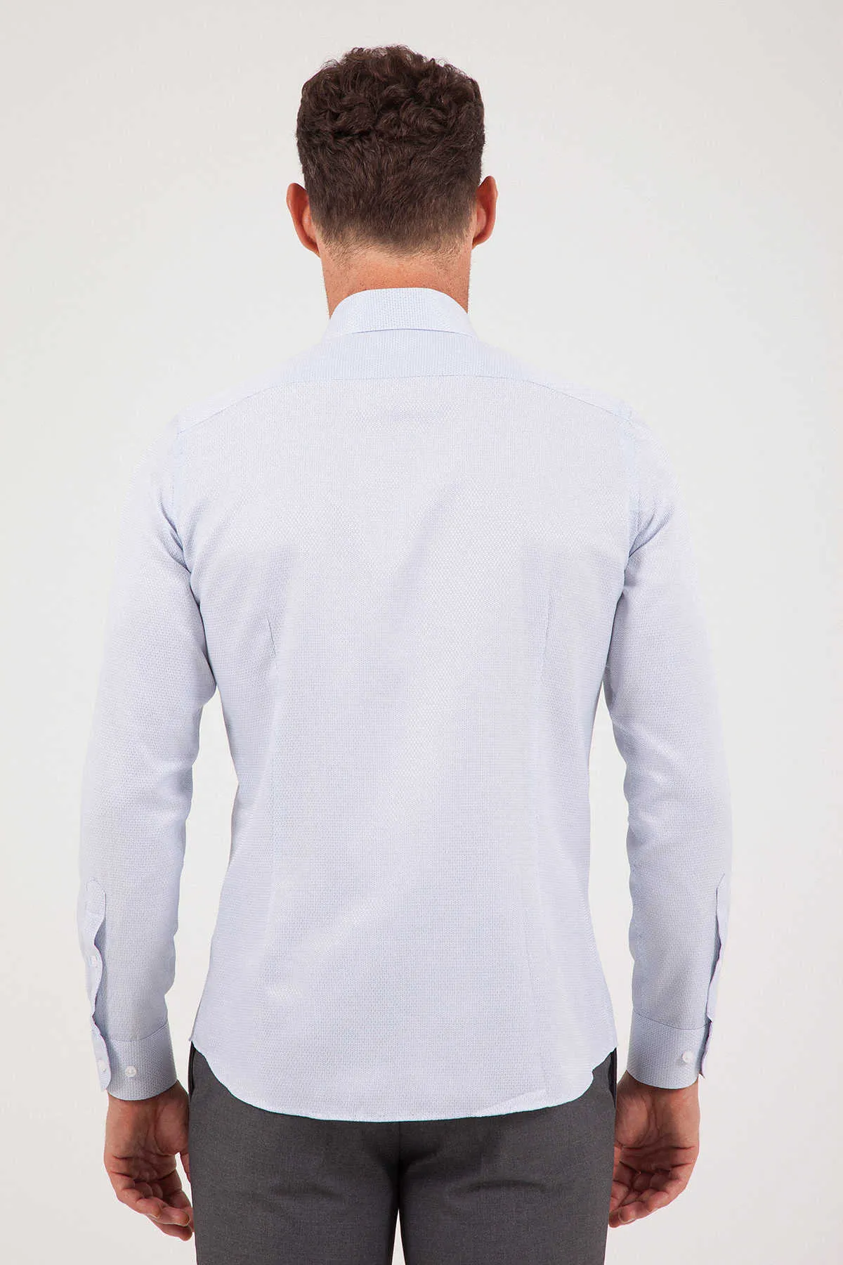 Slim Fit Long Sleeve Cotton Blend Navy Dress Shirt