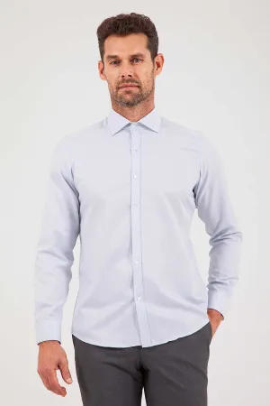 Slim Fit Long Sleeve Cotton Blend Navy Dress Shirt