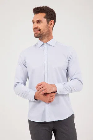 Slim Fit Long Sleeve Cotton Blend Navy Dress Shirt