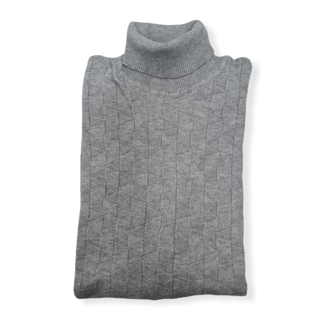 [Slim Fit] Men High Collar (Turtleneck) Pullover AE (triangle shapes) - Grey