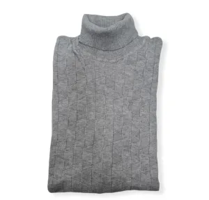 [Slim Fit] Men High Collar (Turtleneck) Pullover AE (triangle shapes) - Grey