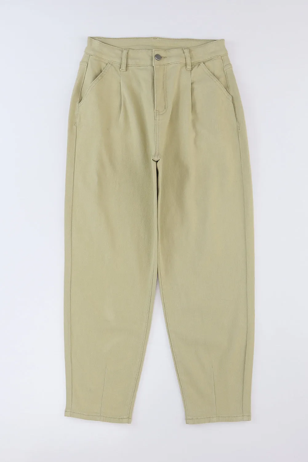 Solid High Waist Casual Pants