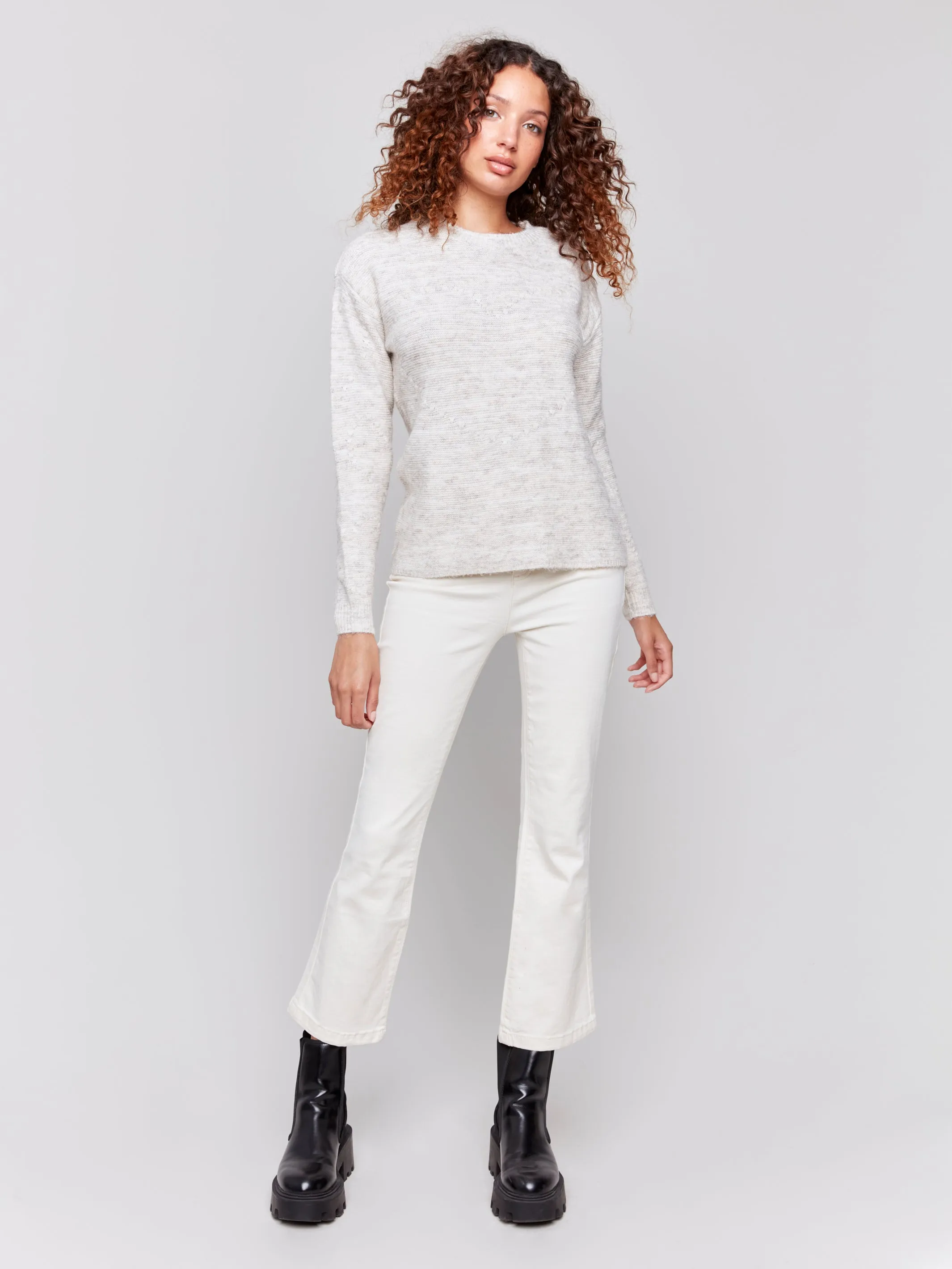 Space Dye Knit Sweater with Drop Shoulders
