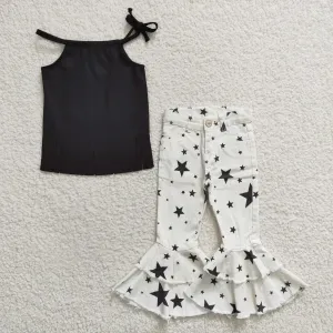 suede black camis denim pants sets GSPO0565
