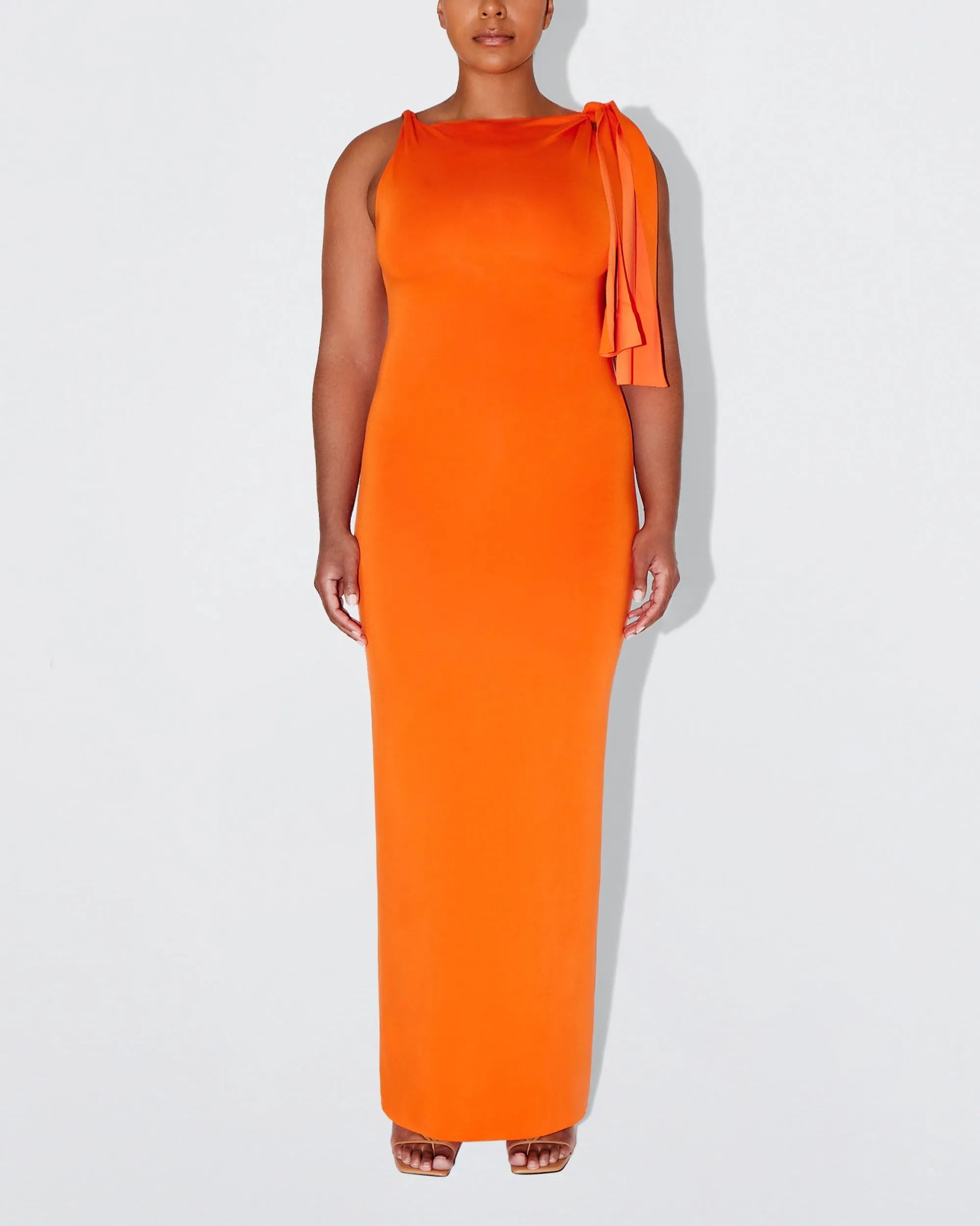 Sueded Stretch Knotted Maxi Dress | Papaya