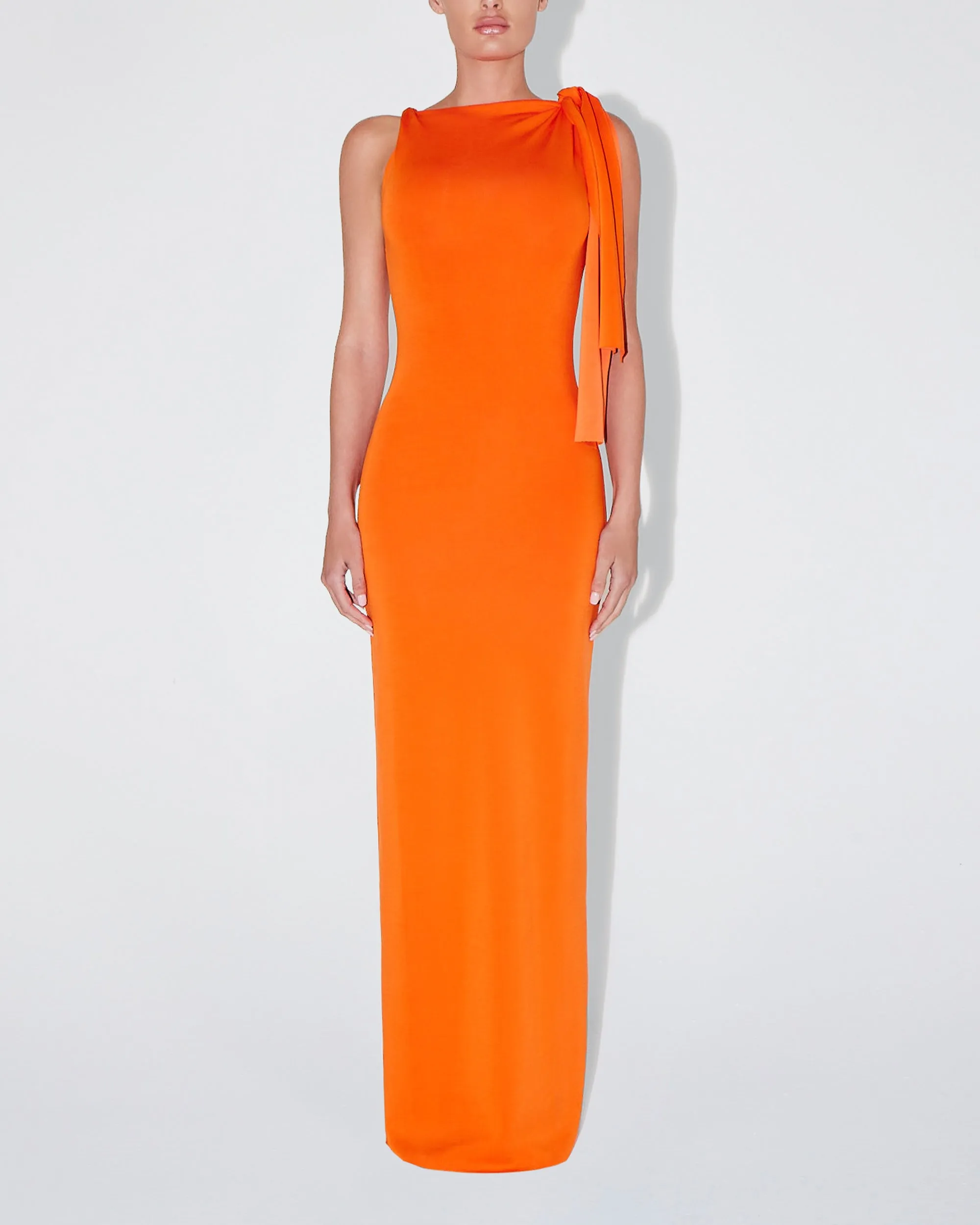 Sueded Stretch Knotted Maxi Dress | Papaya