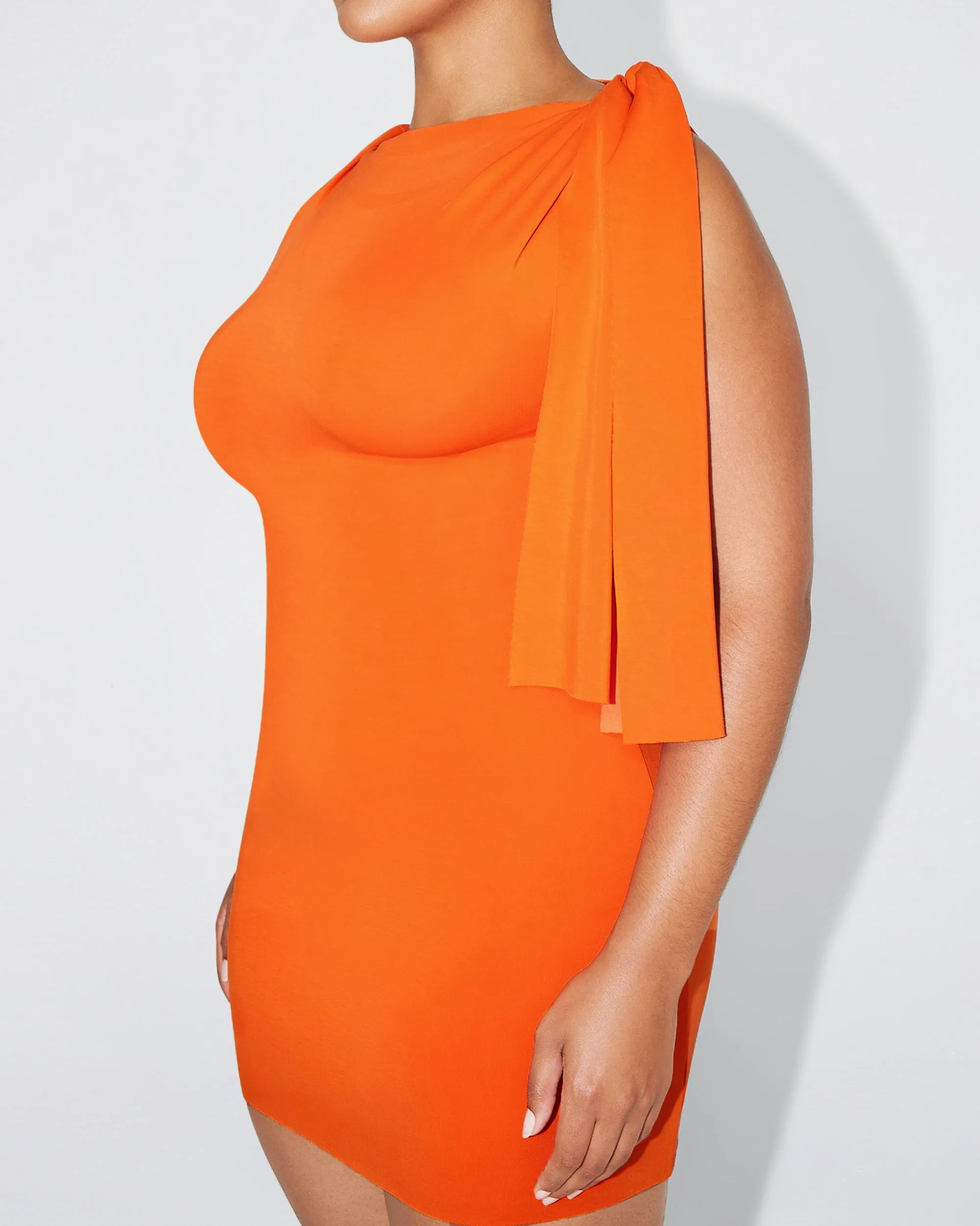 Sueded Stretch Knotted Mini Dress | Papaya