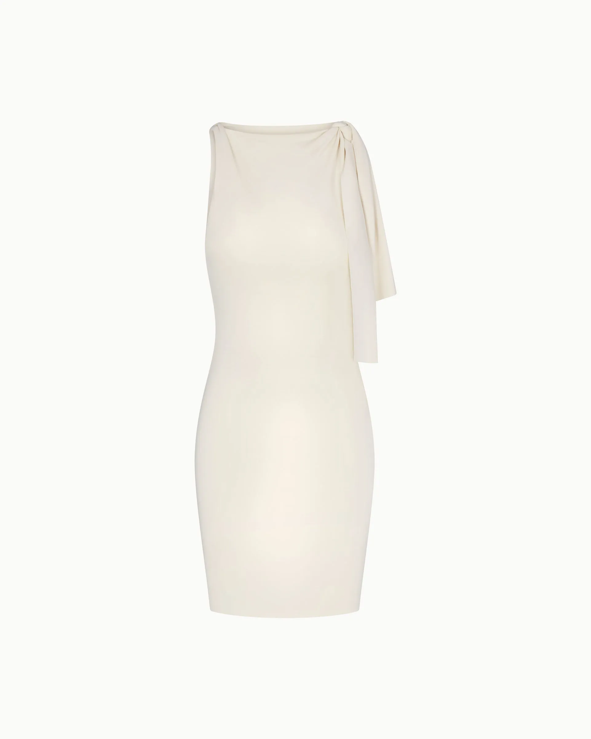 Sueded Stretch Knotted Mini Dress | Stone