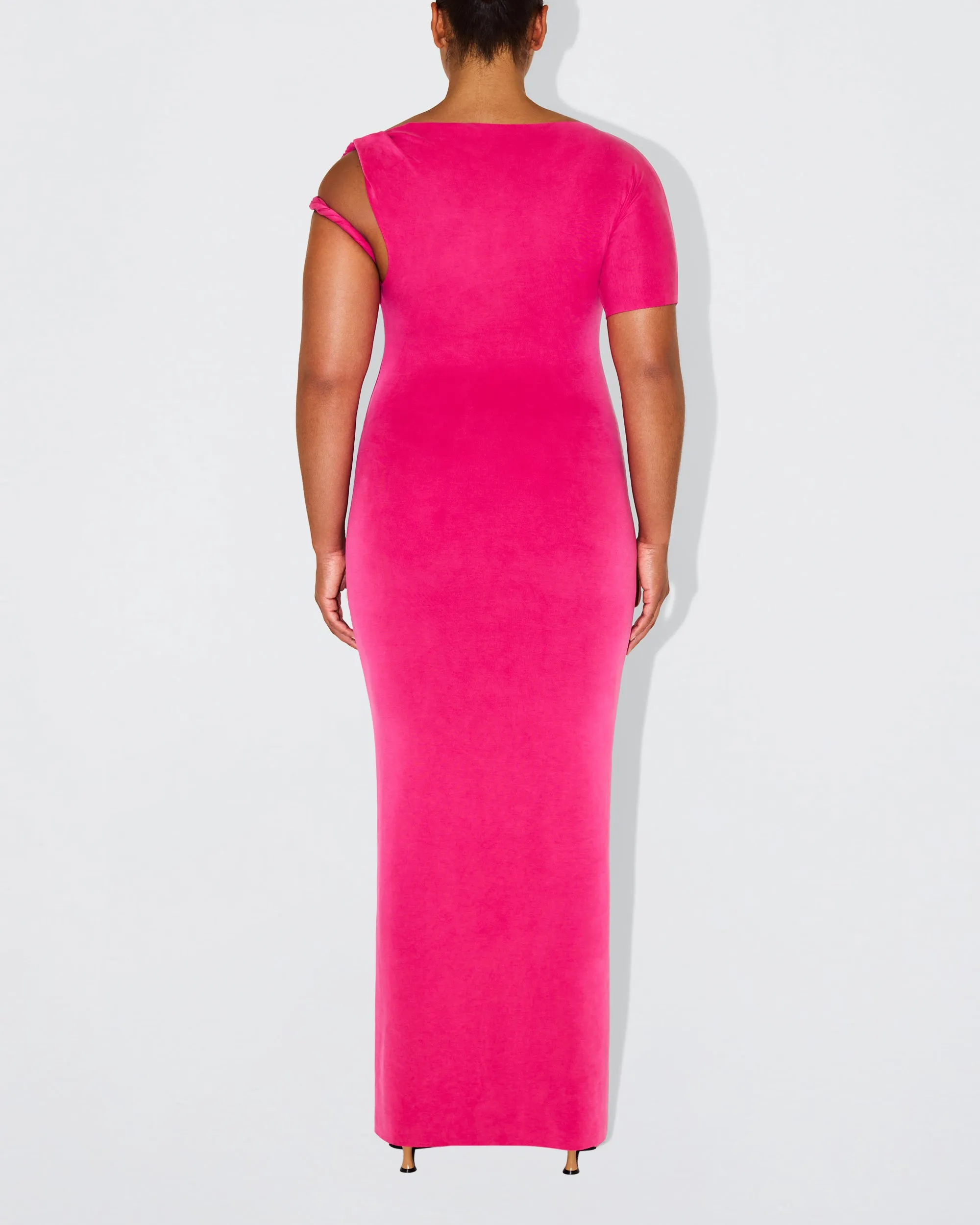Sueded Stretch Twist Maxi Dress | Fuchsia