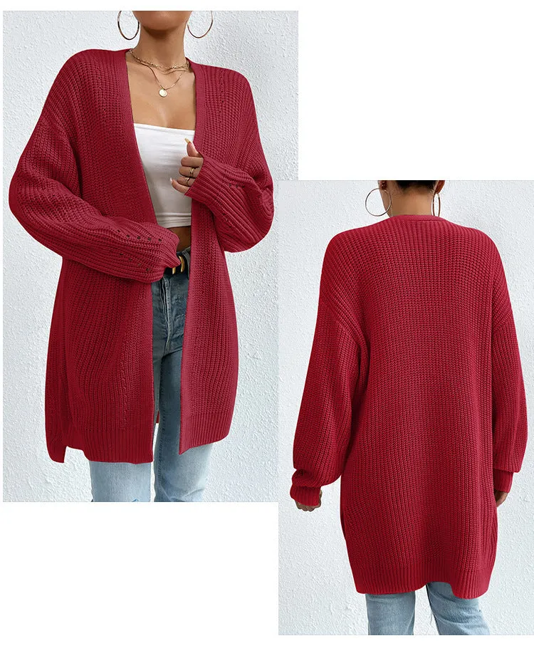 Sweater Medium Length Jacket Knitted Cardigan