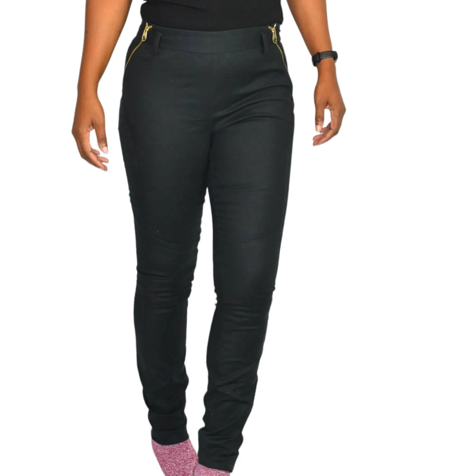 Ted Baker Pants Black Angled Zipper Detail High Rise Stretch Trousers Dress Size XS