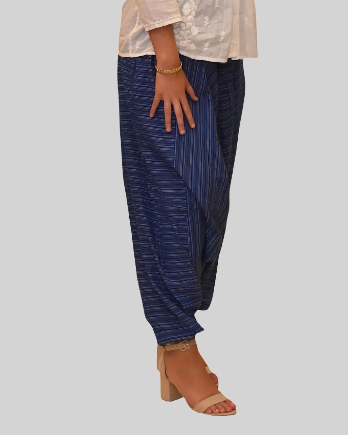 Unisex Cotton Dutch Boy Blue Striped Harem pants