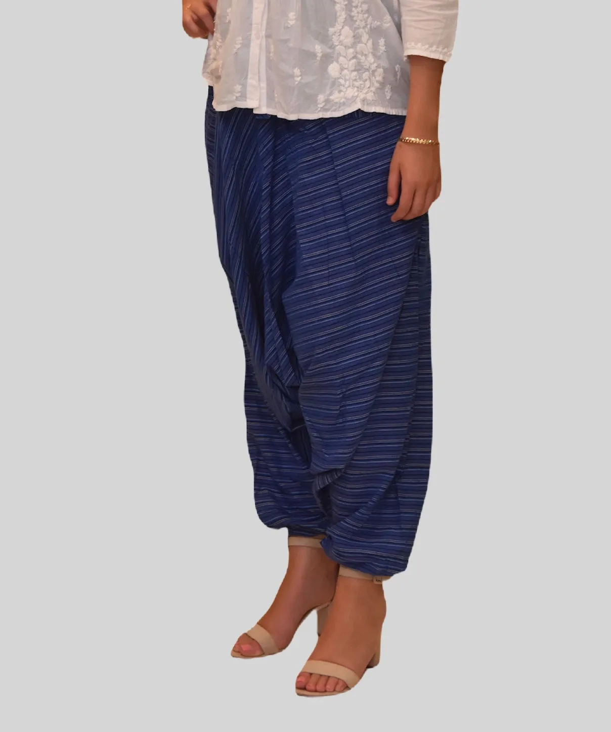 Unisex Cotton Dutch Boy Blue Striped Harem pants