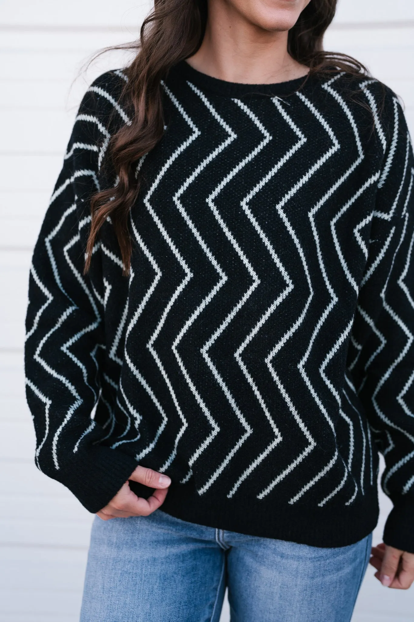 Uptown Zigzag Sweater Top