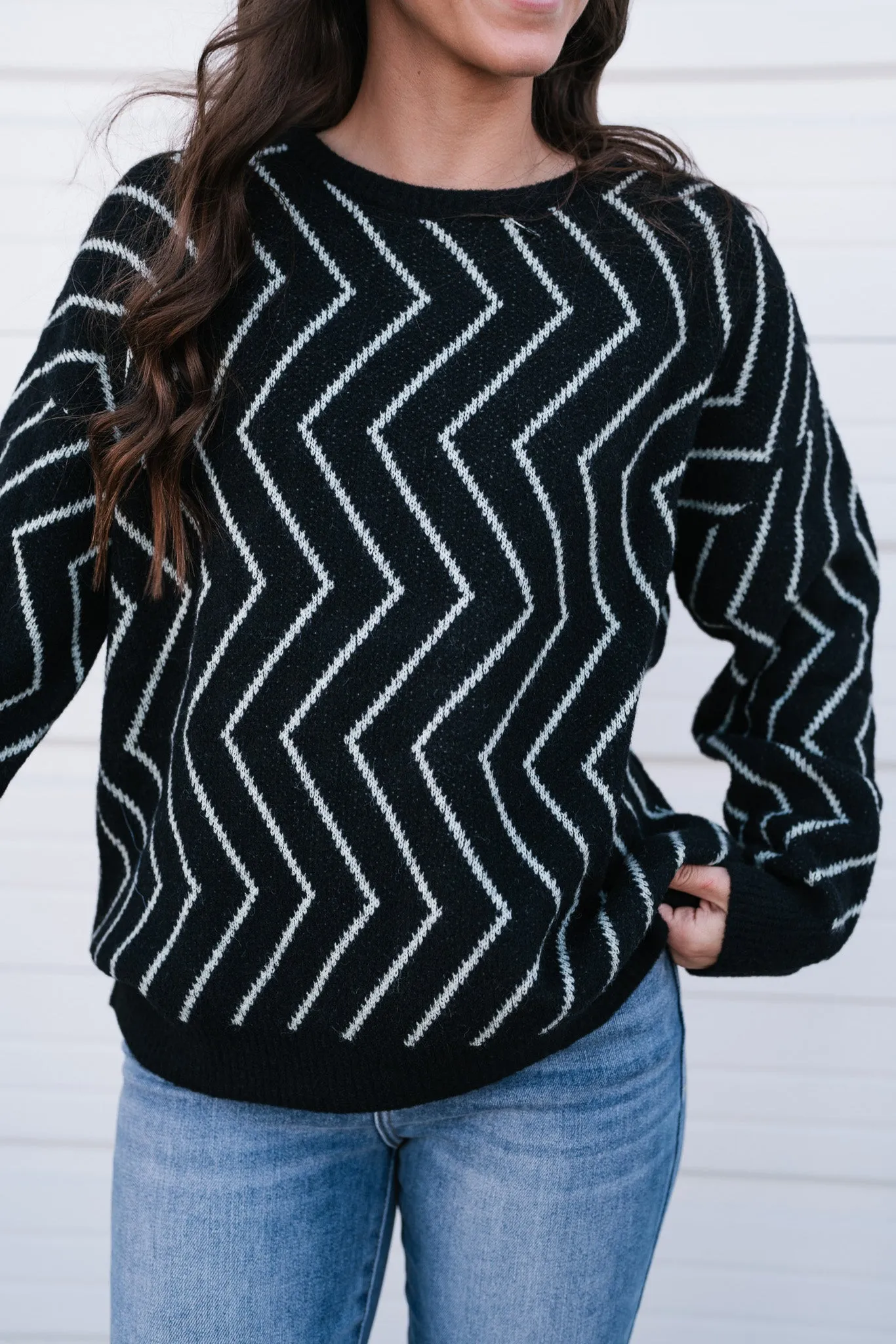 Uptown Zigzag Sweater Top