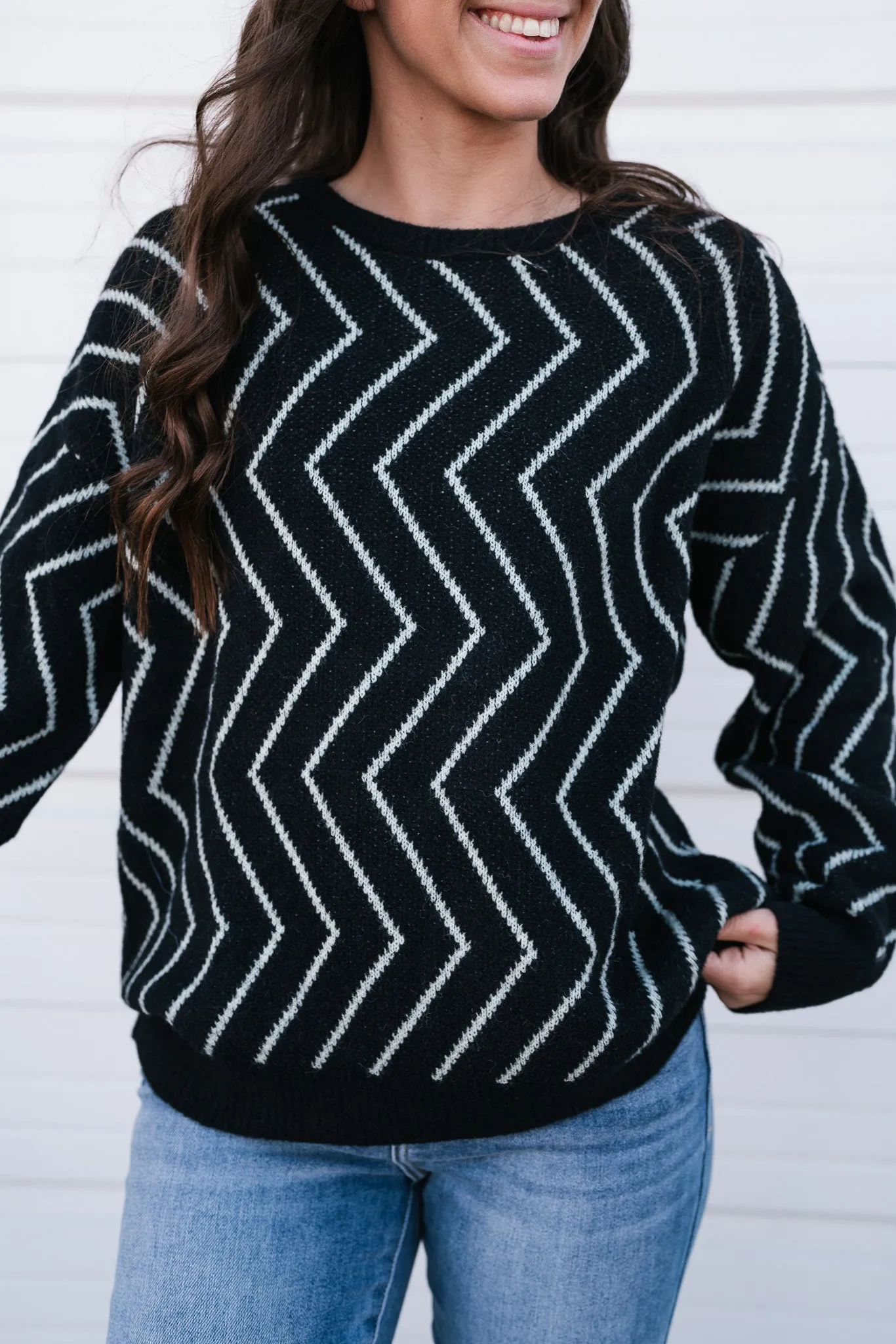 Uptown Zigzag Sweater Top