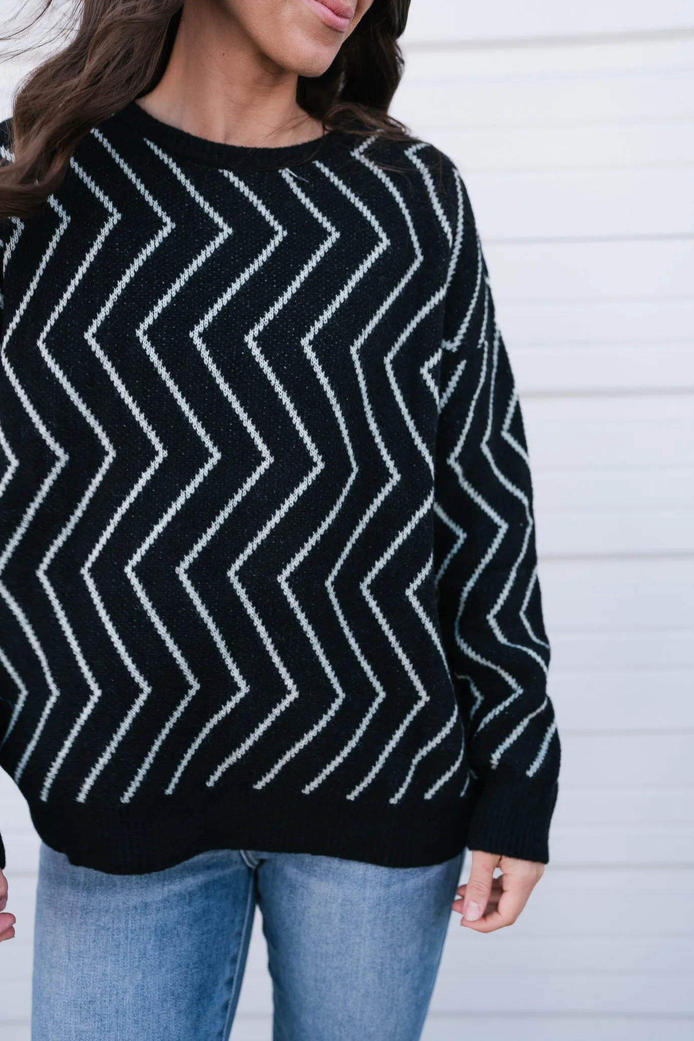 Uptown Zigzag Sweater Top