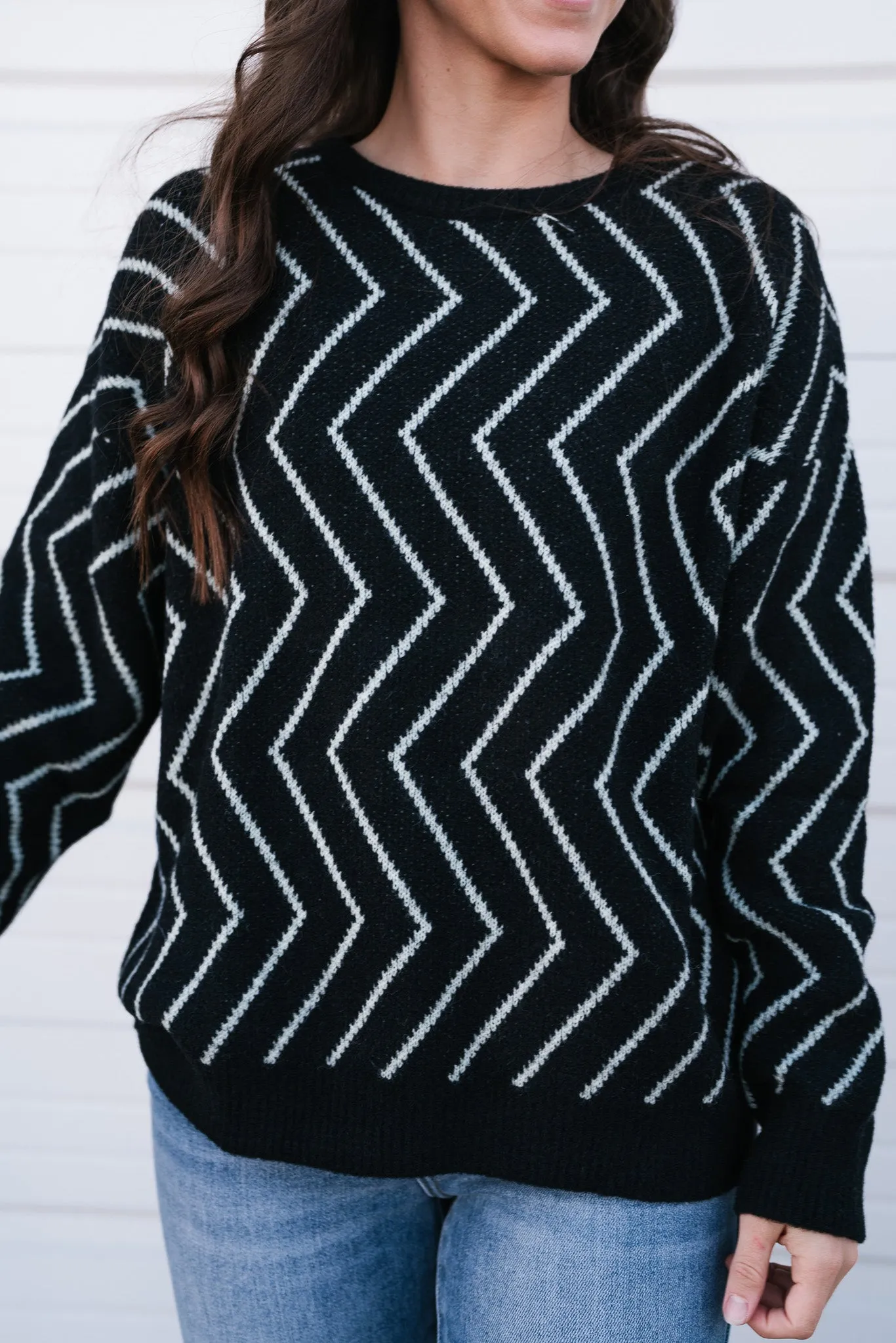 Uptown Zigzag Sweater Top