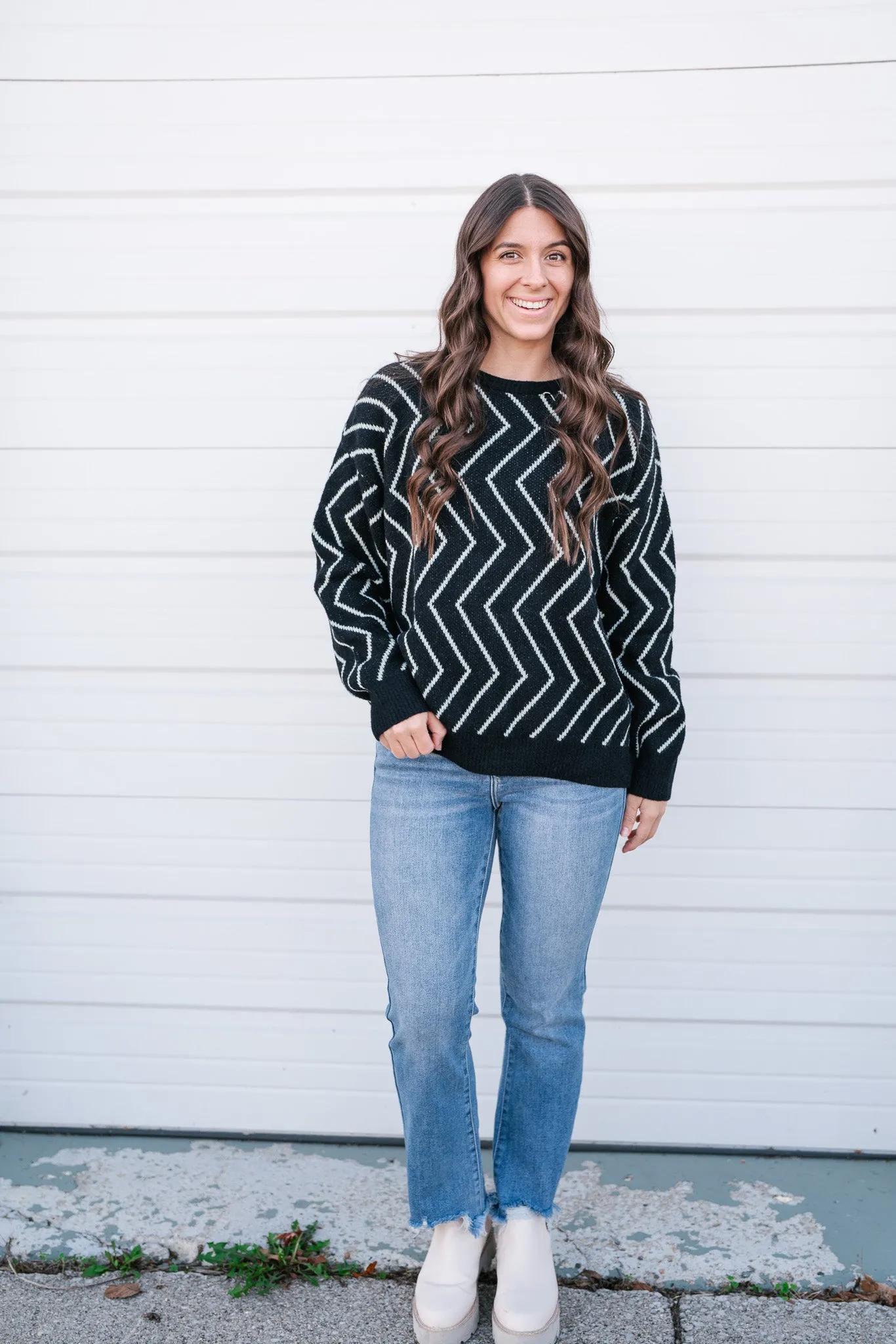 Uptown Zigzag Sweater Top
