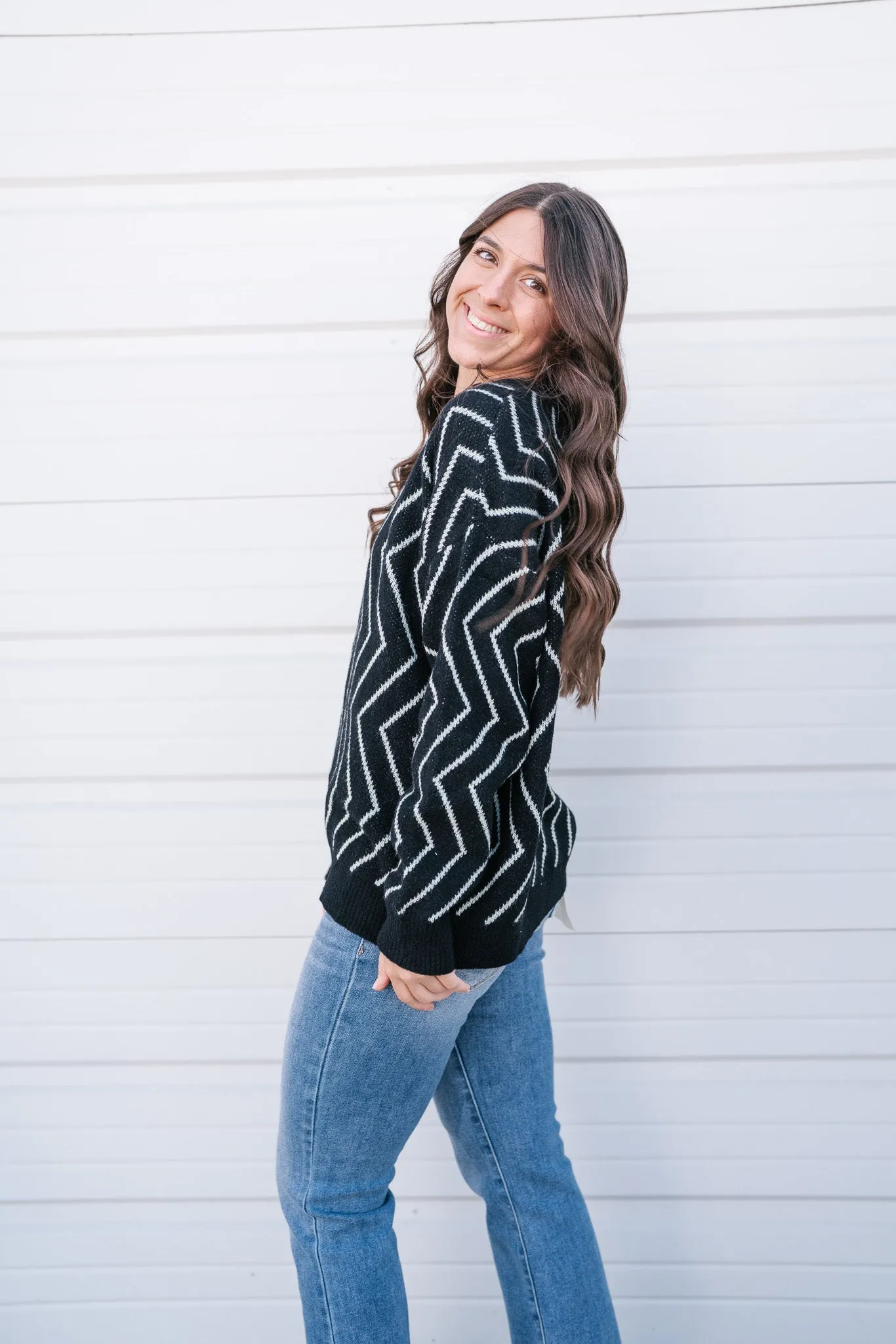 Uptown Zigzag Sweater Top