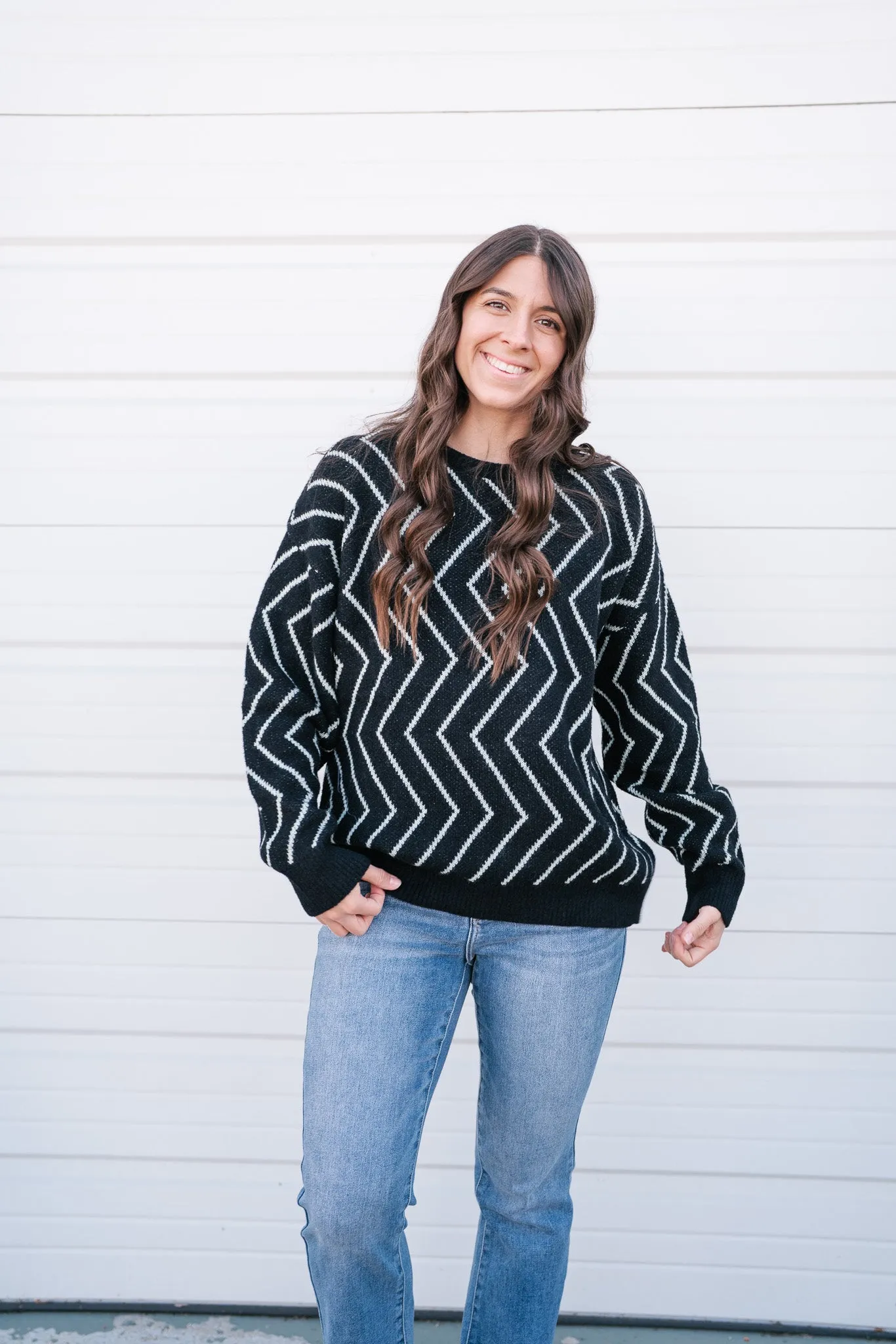 Uptown Zigzag Sweater Top