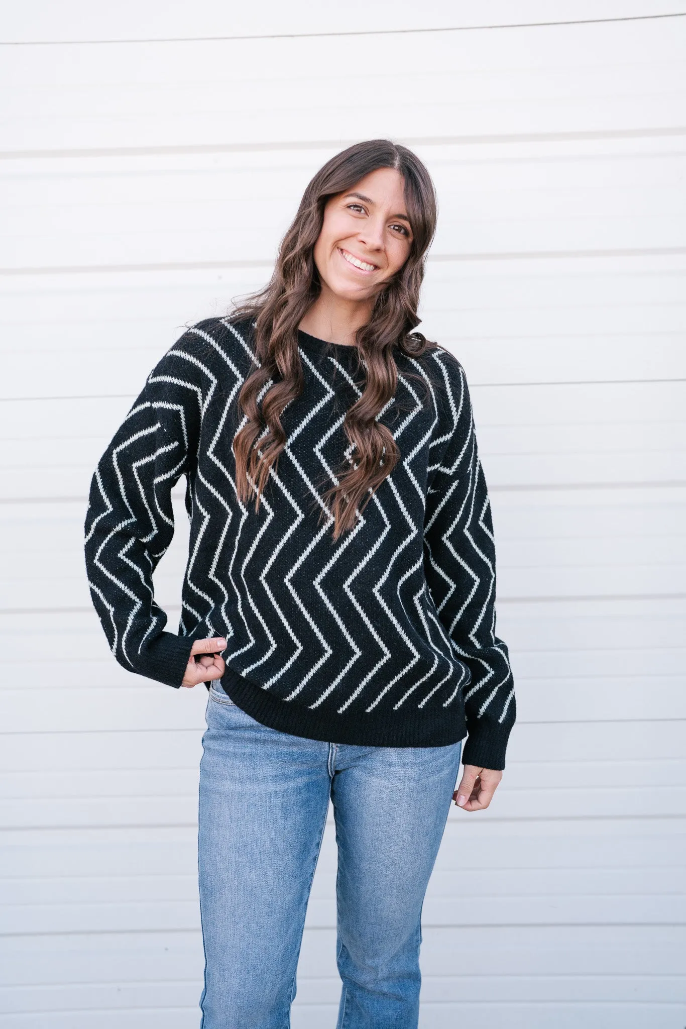 Uptown Zigzag Sweater Top