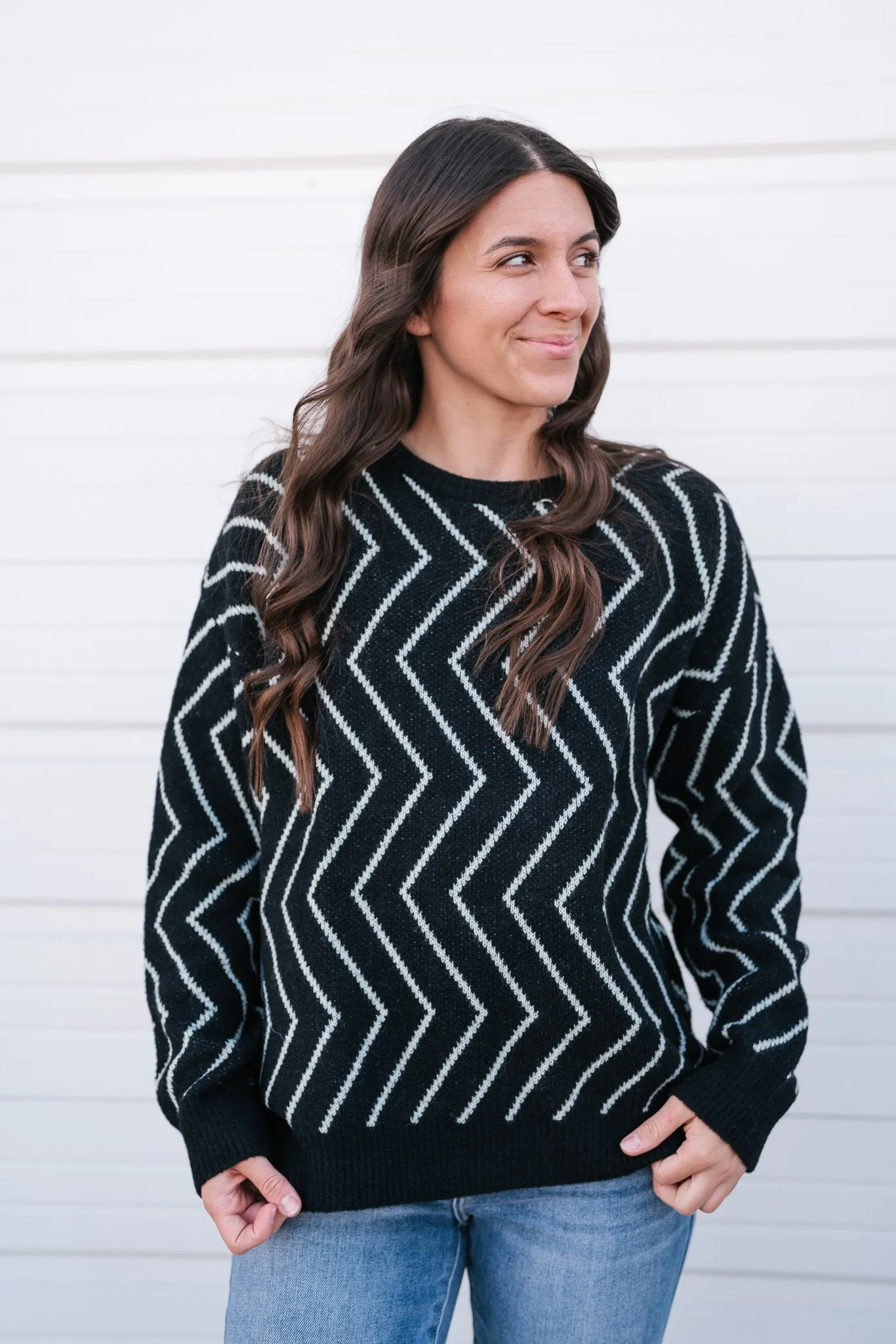 Uptown Zigzag Sweater Top