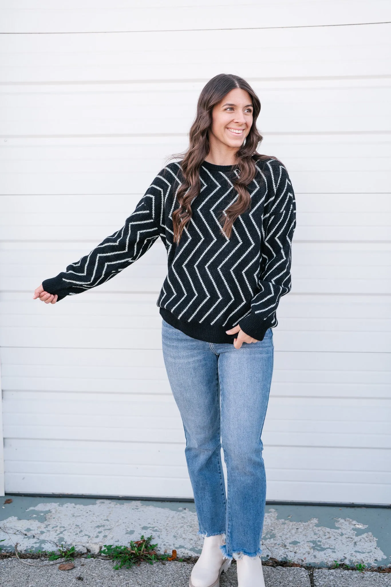 Uptown Zigzag Sweater Top