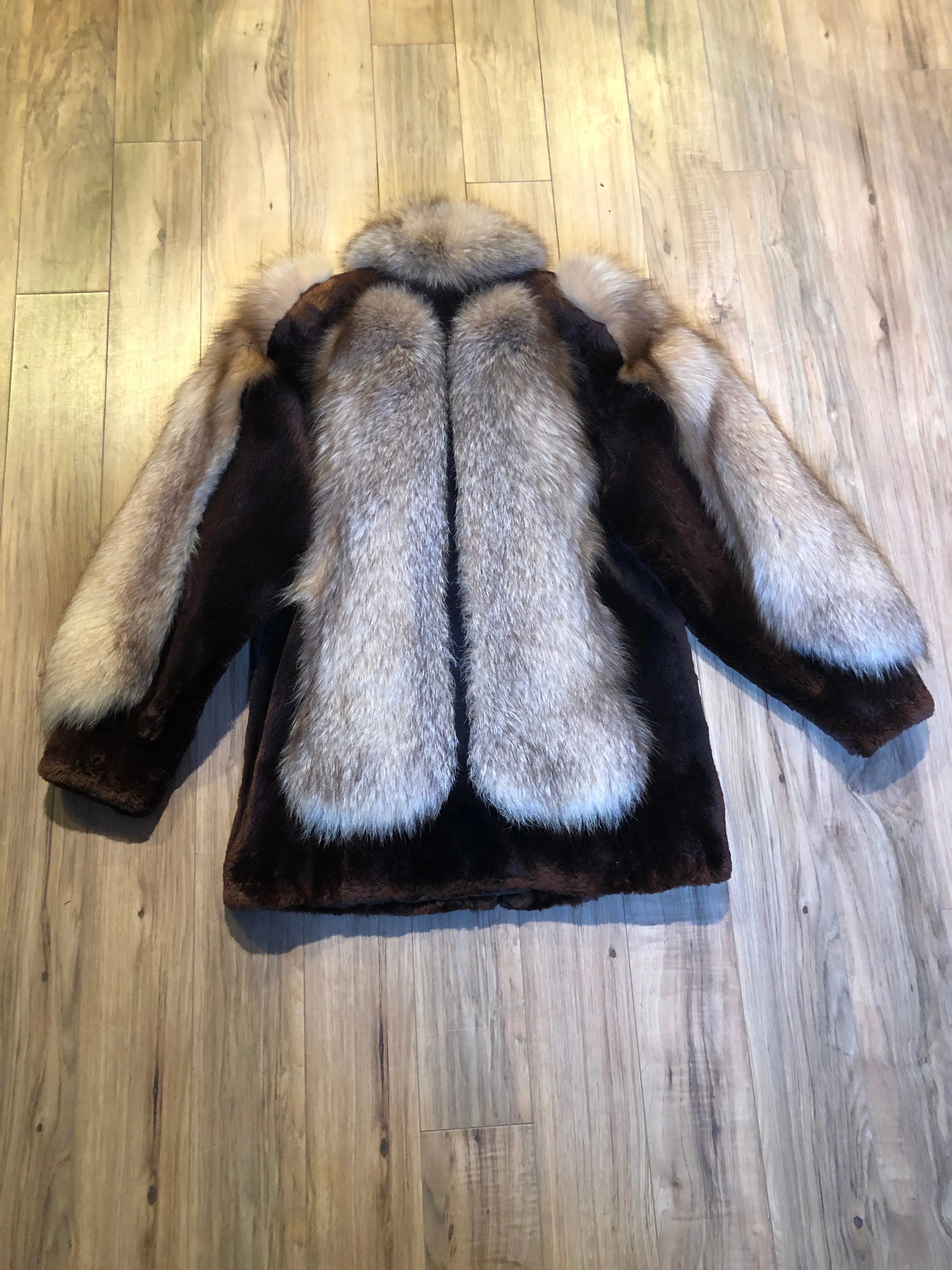 Vintage Brown and Blonde Fur Coat, Chest 40”