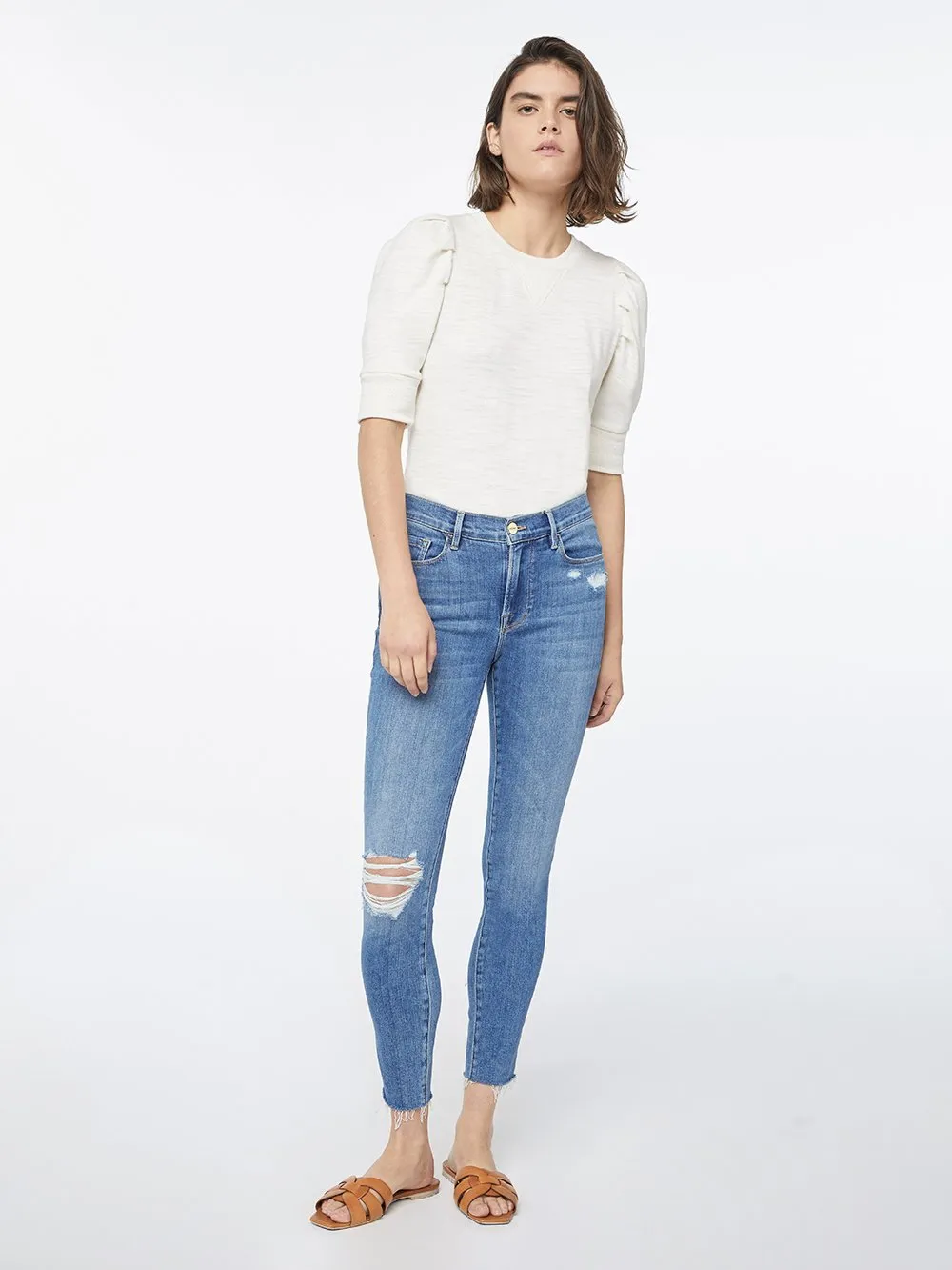 Vintage Shirred Tee -- Vintage White