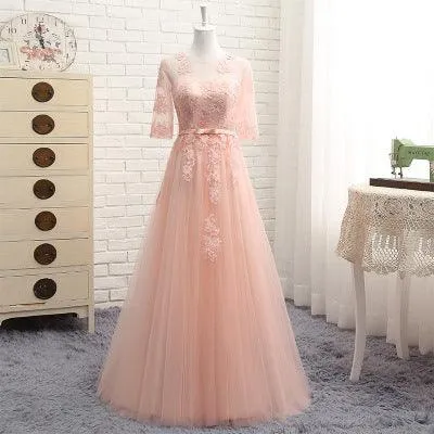 Wedding Mid-Length Banquet Evening Dress In Sleeves For Girlfriends And Bridesmaid Dresses