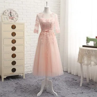 Wedding Mid-Length Banquet Evening Dress In Sleeves For Girlfriends And Bridesmaid Dresses