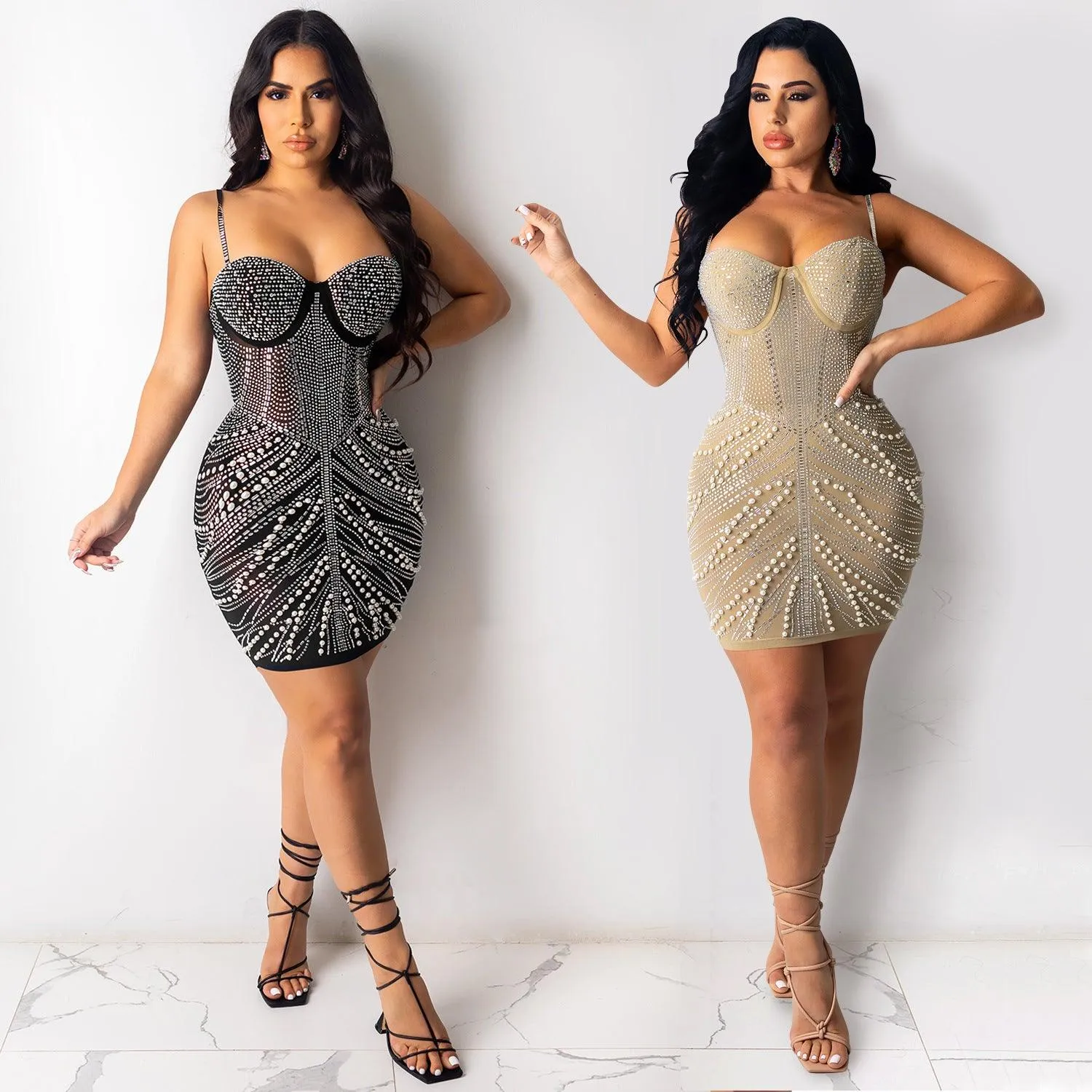 Wicker Chest Sling Hot Diamond Nightclub Ms. Dress