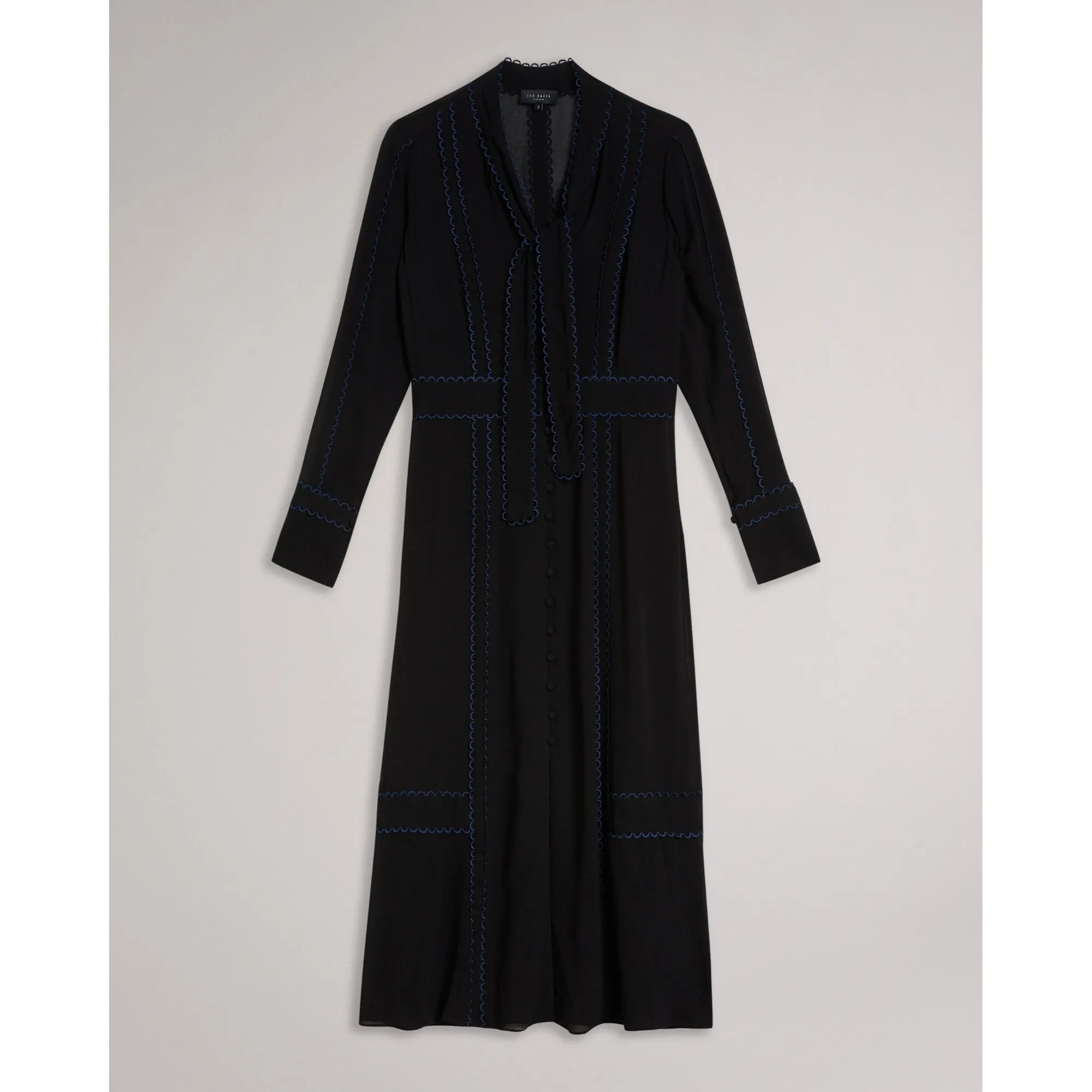 Women Wmd-Claiirr-Button Through Midi Shirt Dress - Black