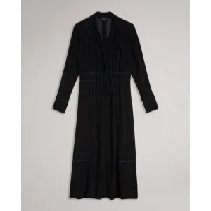 Women Wmd-Claiirr-Button Through Midi Shirt Dress - Black