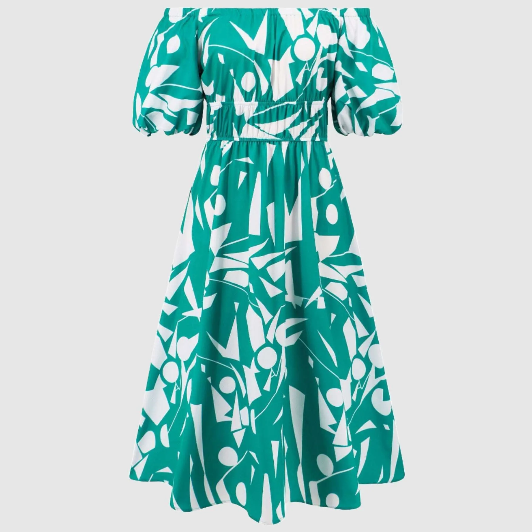 Women's Casual Off-shoulder Bubble Sleeve Large Swing Dress