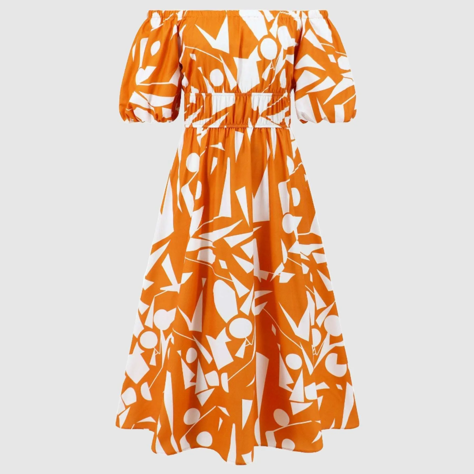 Women's Casual Off-shoulder Bubble Sleeve Large Swing Dress
