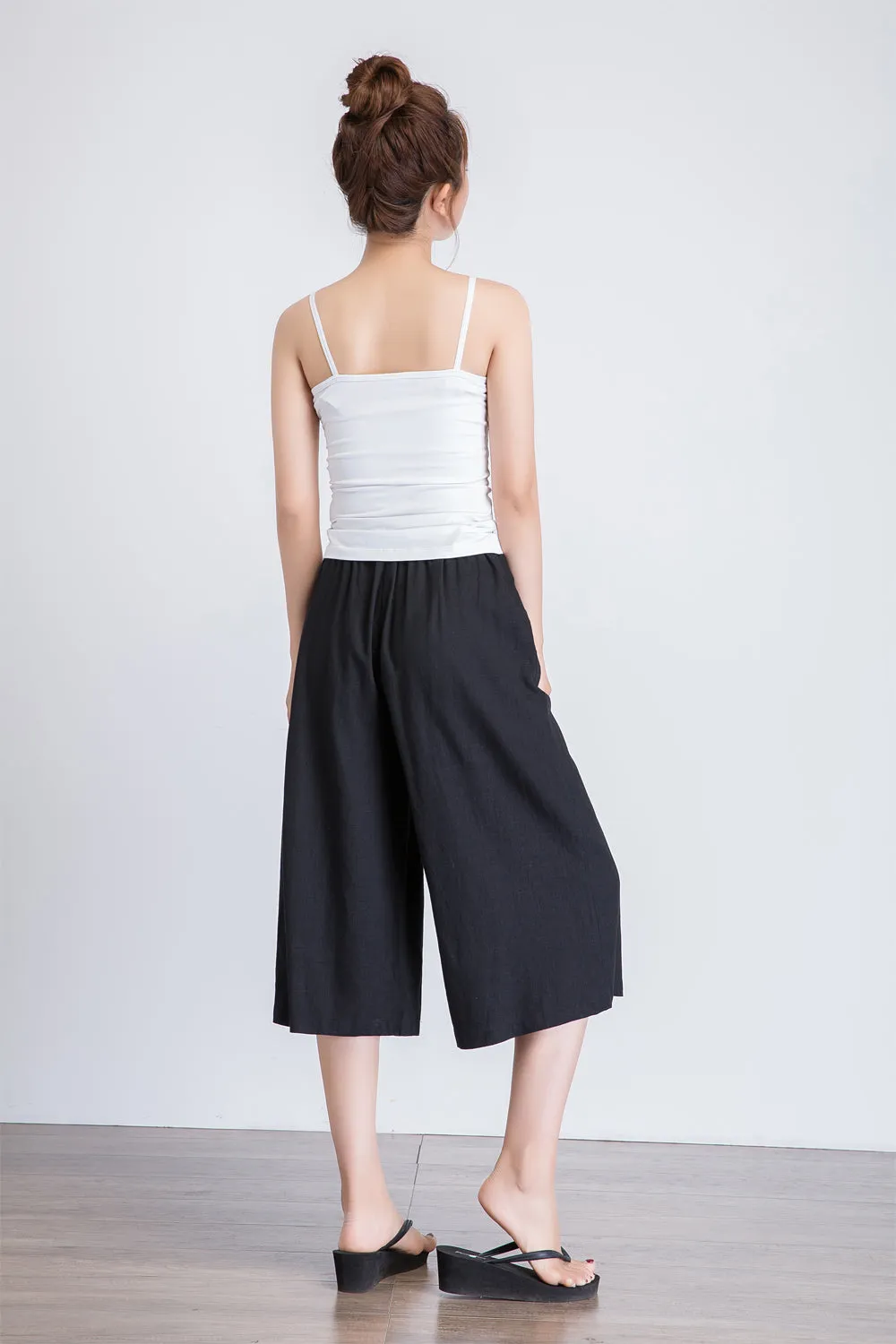 Women's Crop wide leg Linen pants 1935