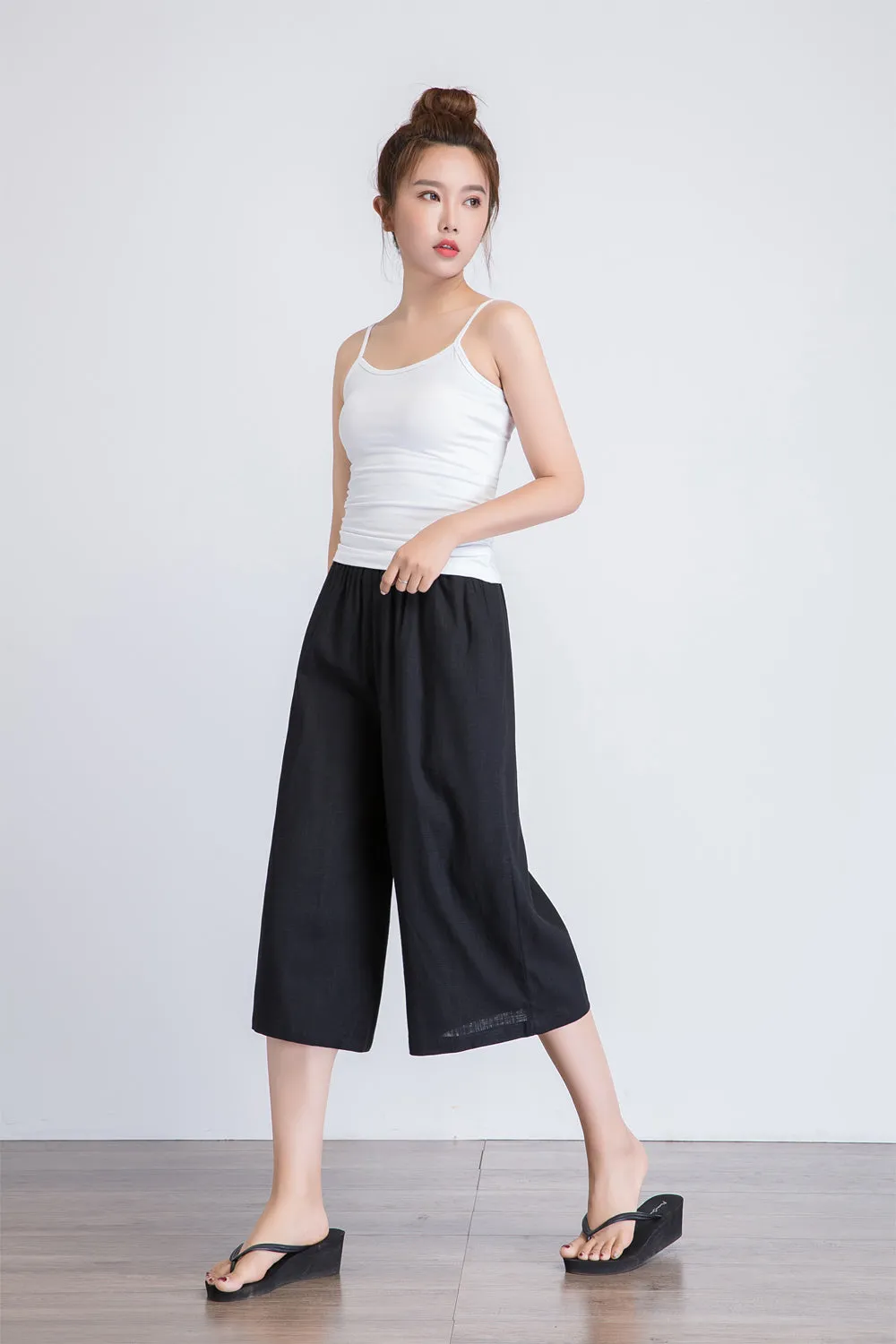 Women's Crop wide leg Linen pants 1935