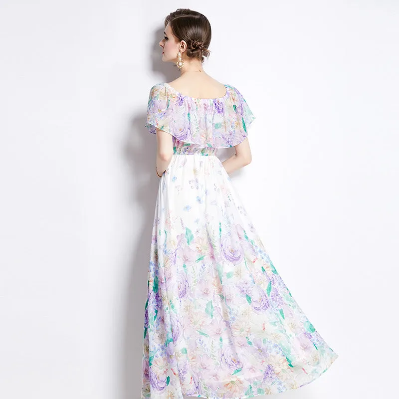 Women's Fairy Style Off-Shoulder Floral Dress