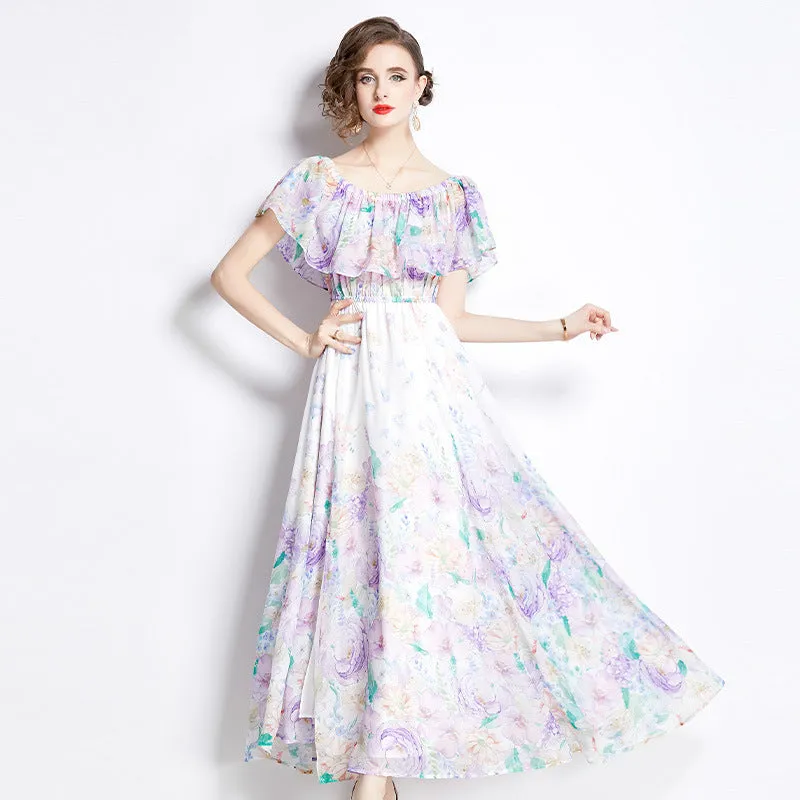 Women's Fairy Style Off-Shoulder Floral Dress