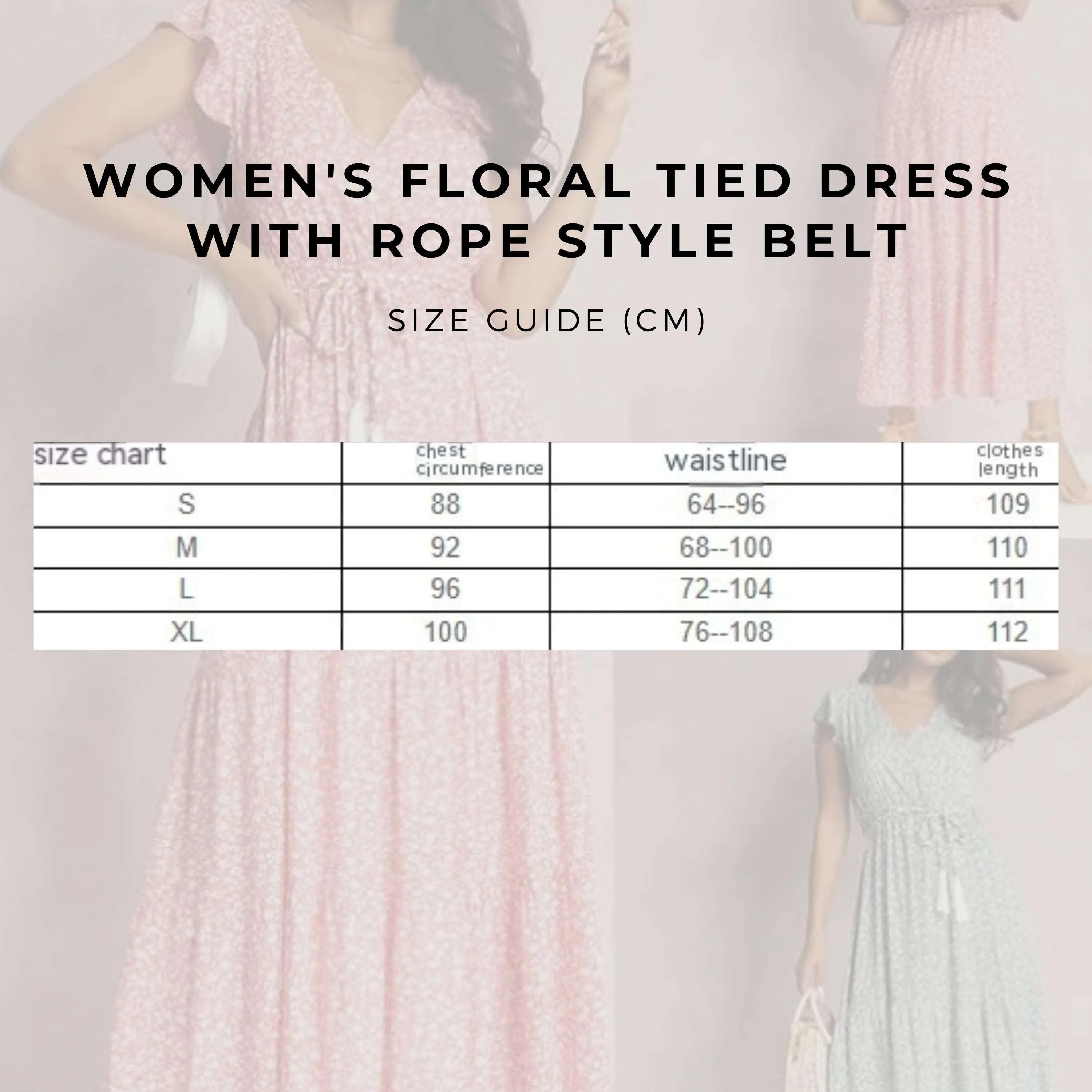 Women's Floral Tied Dress with Rope Style Belt
