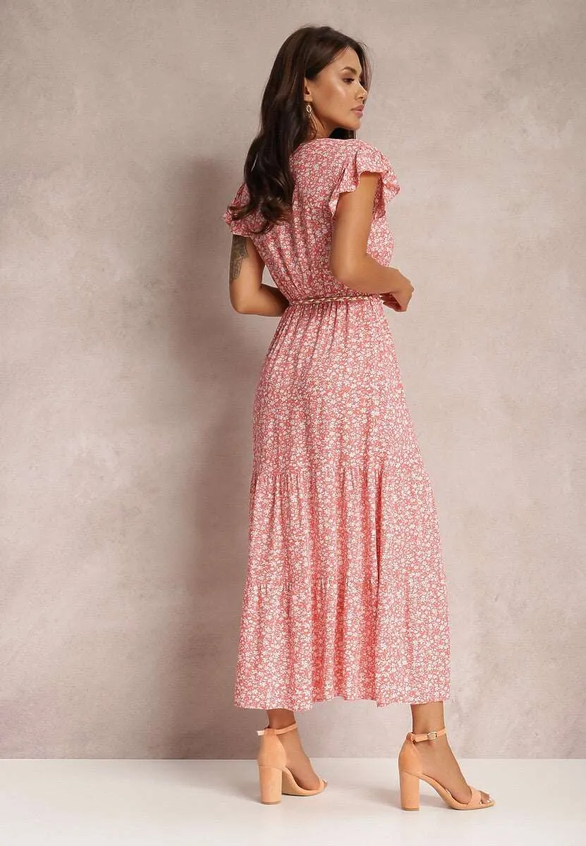 Women's Floral Tied Dress with Rope Style Belt