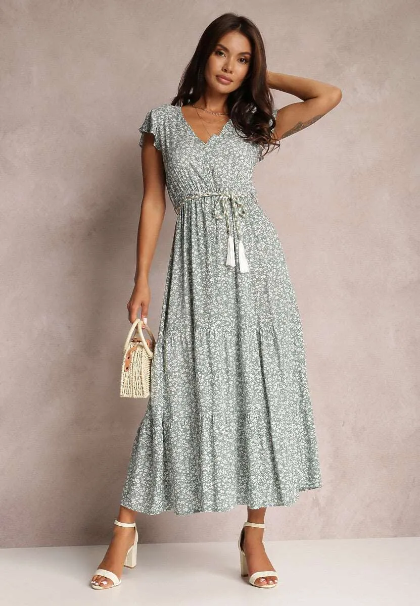 Women's Floral Tied Dress with Rope Style Belt