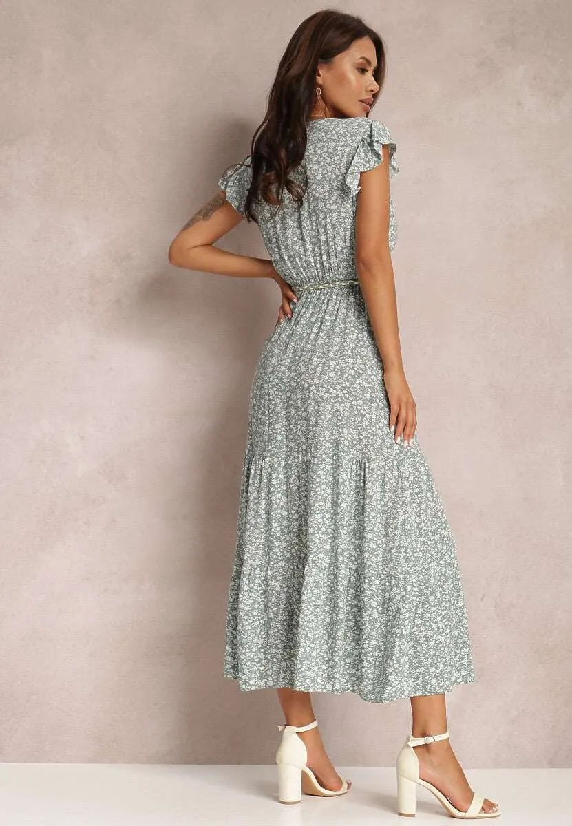 Women's Floral Tied Dress with Rope Style Belt