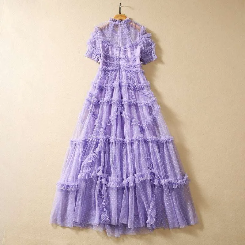 Women's Lace Dot Mesh Swing Dress