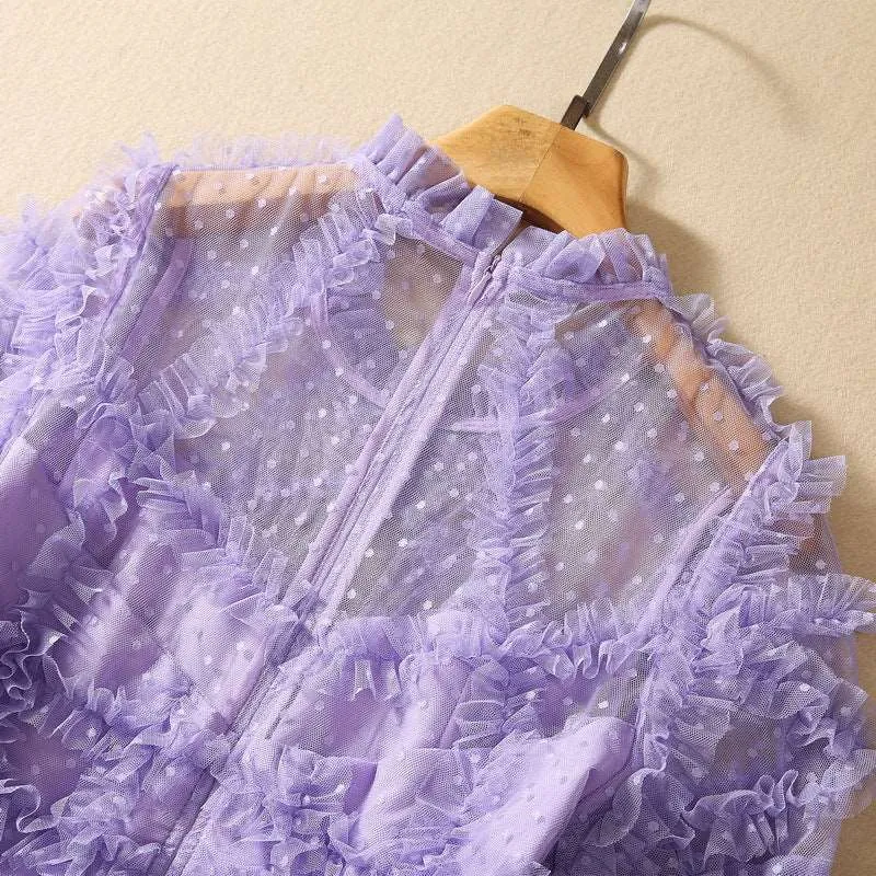Women's Lace Dot Mesh Swing Dress